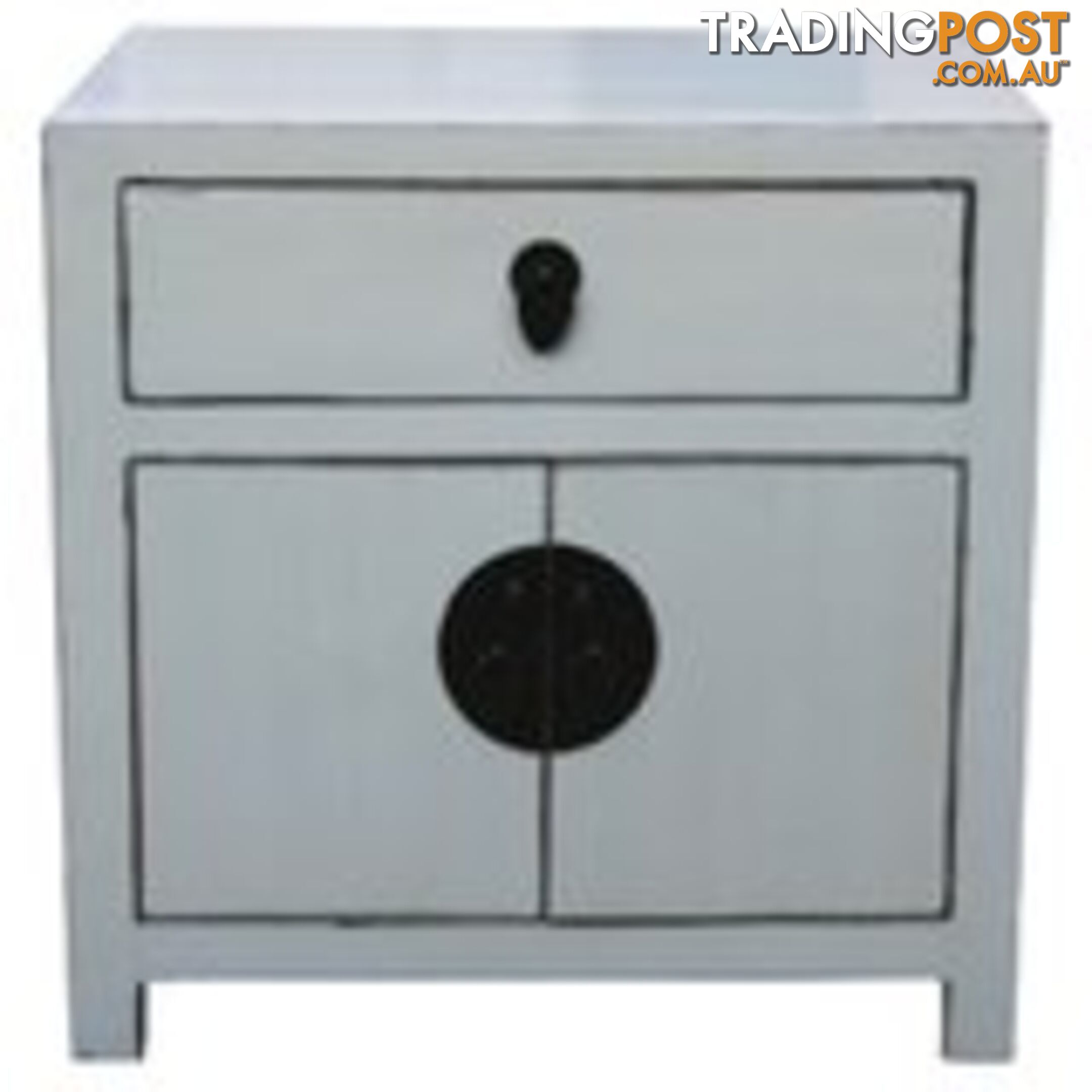 White Lacquer Chinese Low Bedside Table