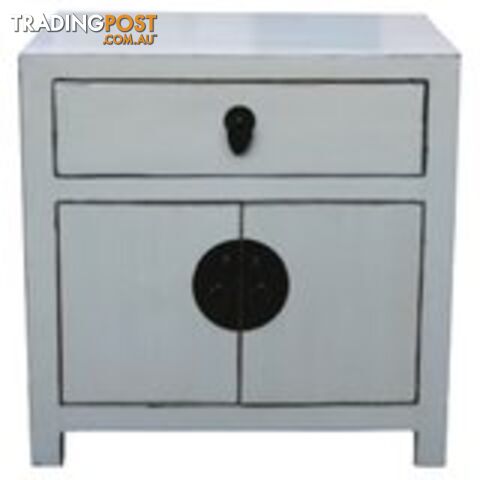White Lacquer Chinese Low Bedside Table