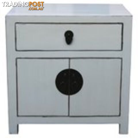 White Lacquer Chinese Low Bedside Table