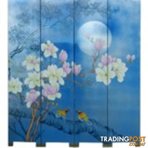 Magnolia Blossom on Blue Room Divider Screen