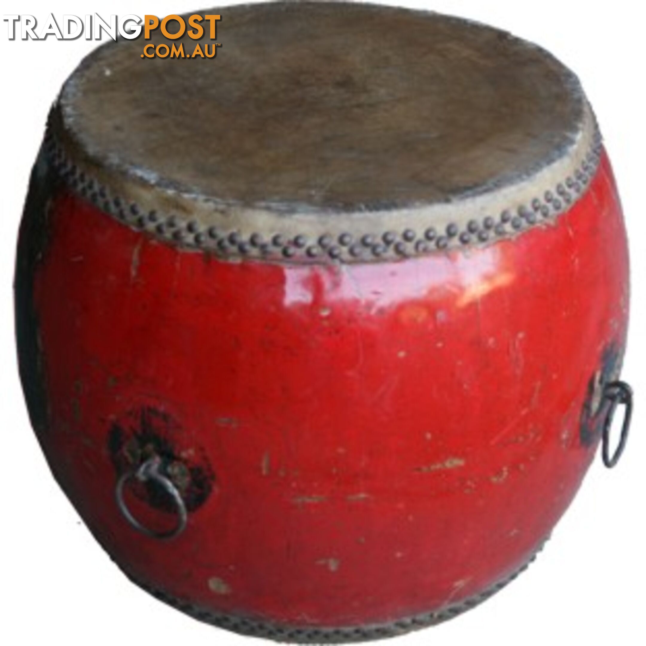 Chinese Antique Wood and Leather Drum