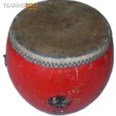 Chinese Antique Wood and Leather Drum