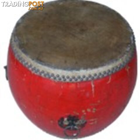 Chinese Antique Wood and Leather Drum