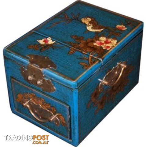 Blue Jewellery Box with Stand-Up Mirror - Bird 1 Drawer - photo 2 of 2