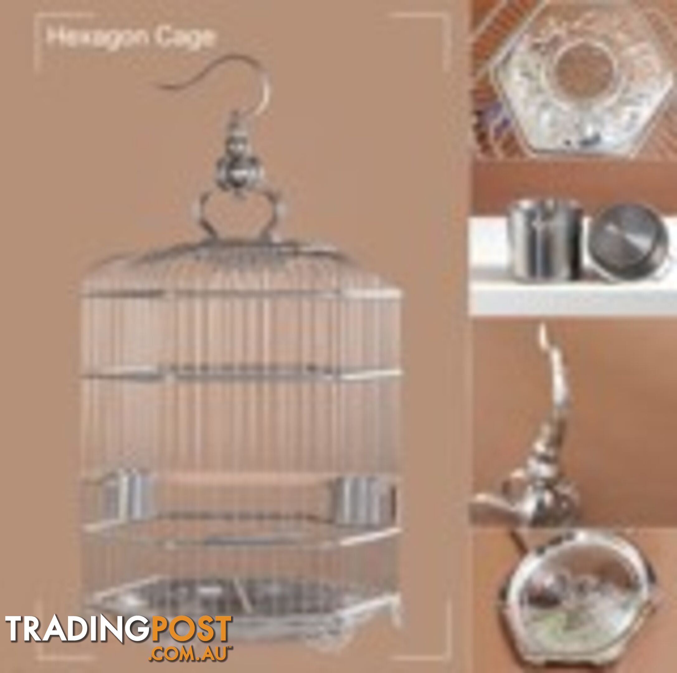 Stainless Steel Bird Cage Hexagon 36 cm