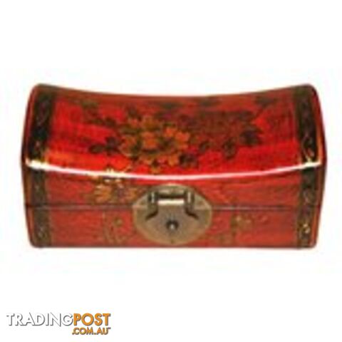 Medium Red Hand Painted Flora Chinese Jewellery Box