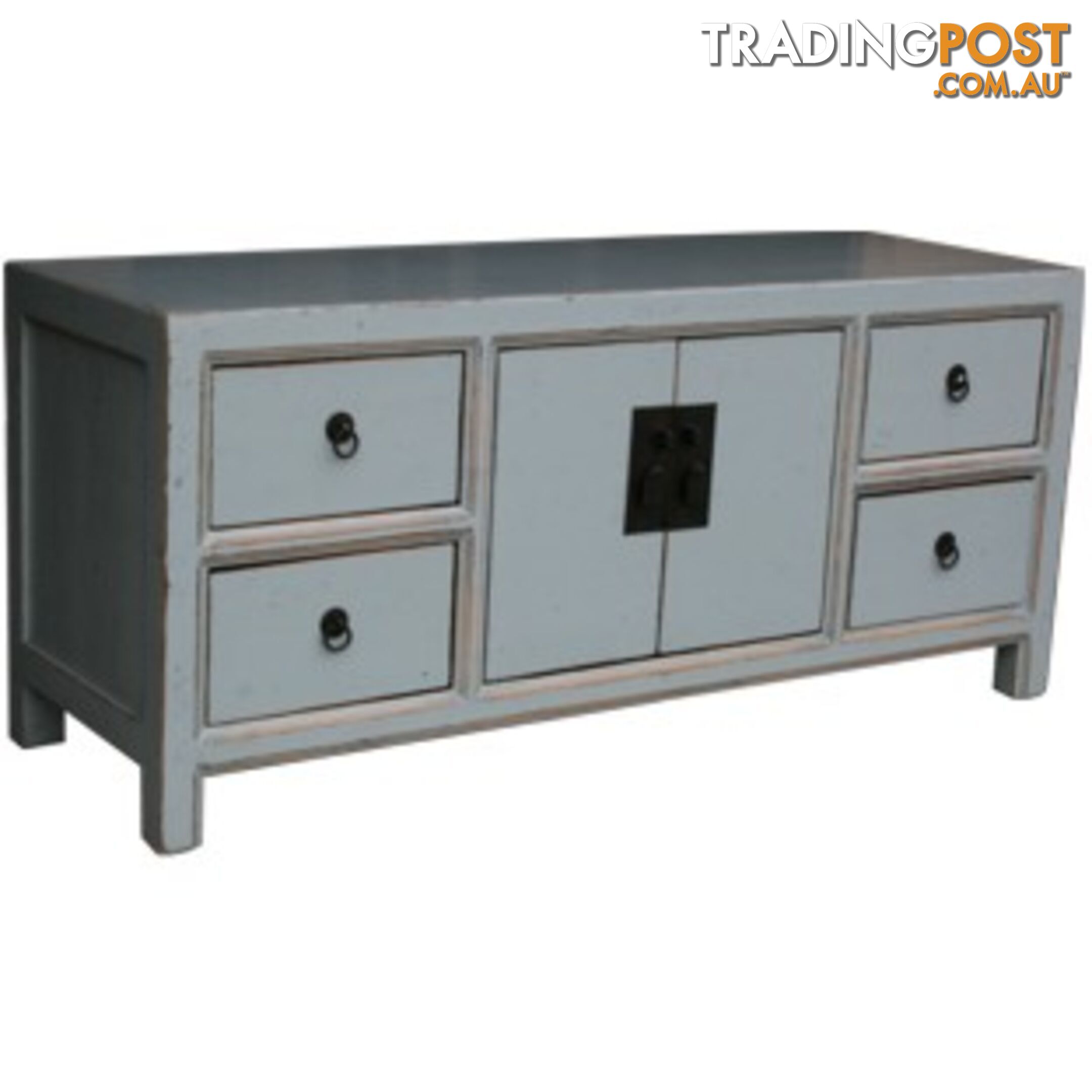 Gray Lacquered Wood Low Sideboard Buffet