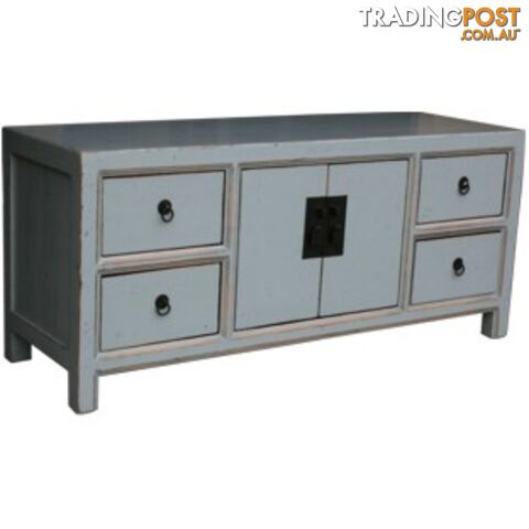 Gray Lacquered Wood Low Sideboard Buffet