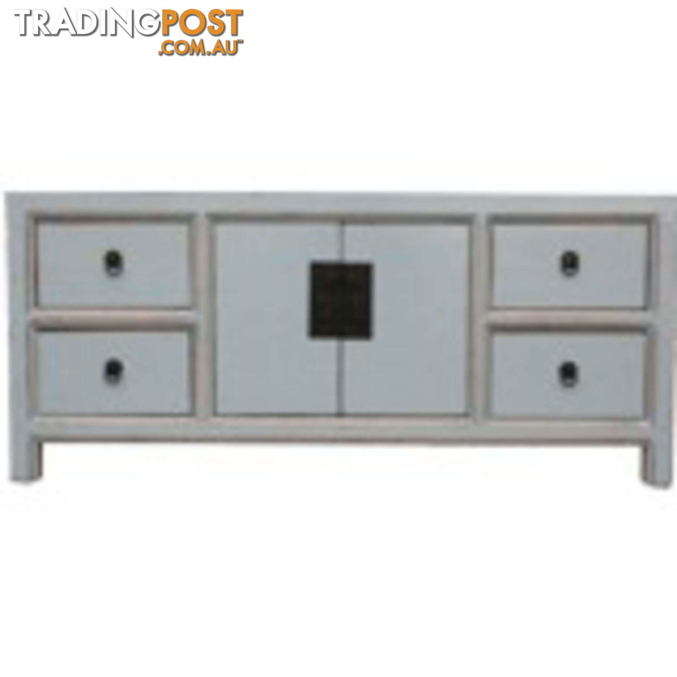 Gray Lacquered Wood Low Sideboard Buffet