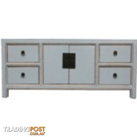 Gray Lacquered Wood Low Sideboard Buffet