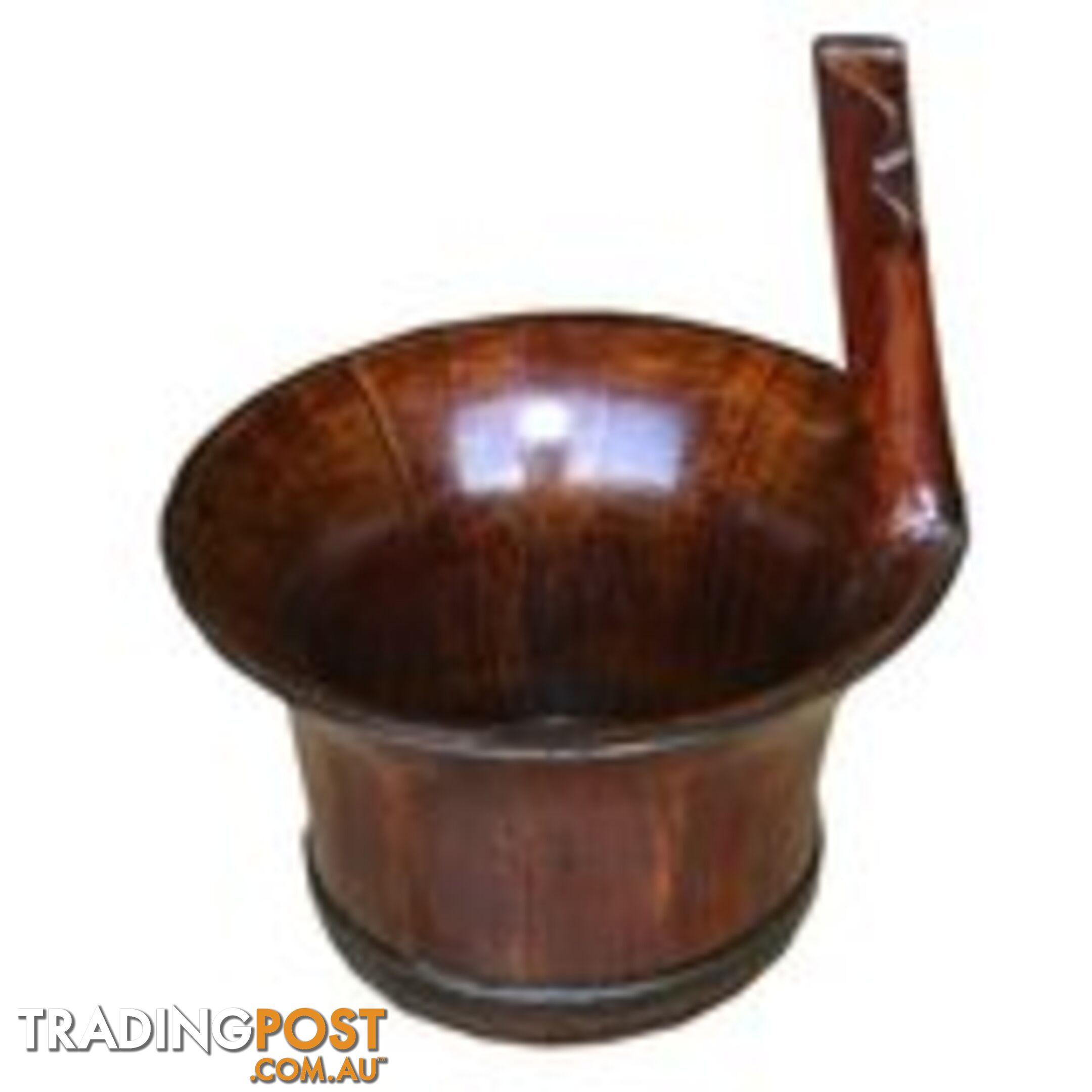 Brown Wood Water Bucket with Handle