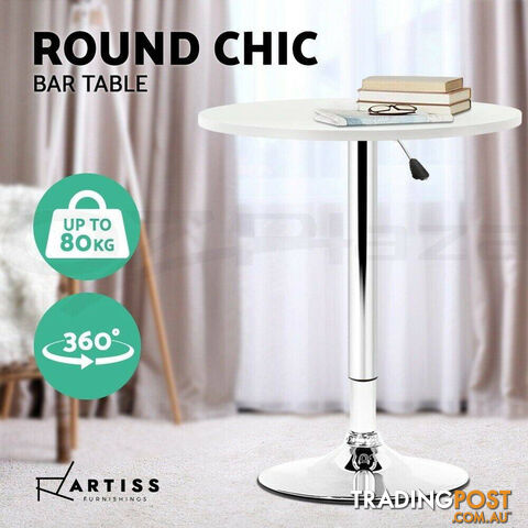 Artiss Adjustable Bar Table Gas Lift Wood Metal - White and Chrome