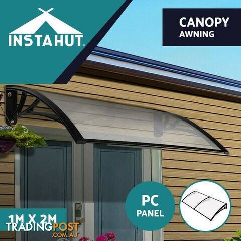 Instahut DIY Window Door Awning Shade 1 x 2m - Transparent