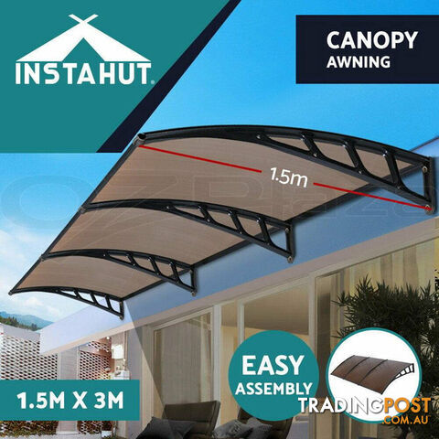 Instahut Window Door Awning Door Canopy Outdoor Patio Cover Shade 1.5mx3m DIY BR