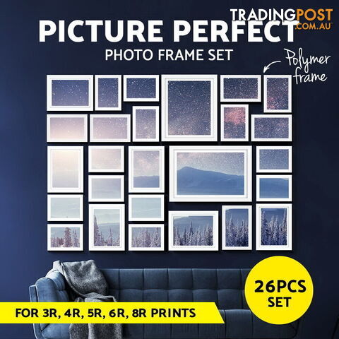26 PCS Picture Photo Frame Wall Set Home Decor Present Gift White