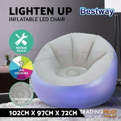 Bestway Inflatable Seat Sofa LED Light Chair Outdoor Lounge Cruiser