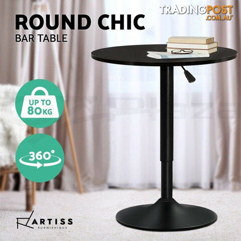 Artiss Adjustable Bar Table Gas Lift Wood Metal - Black