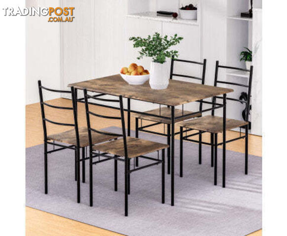 Artiss Dining Table and Chairs Set 5PCS Industrial Wooden Metal Desk Walnut