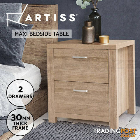 Artiss Bedside Table Lamp Side Tables Drawers Nightstand Unit Beige Wood