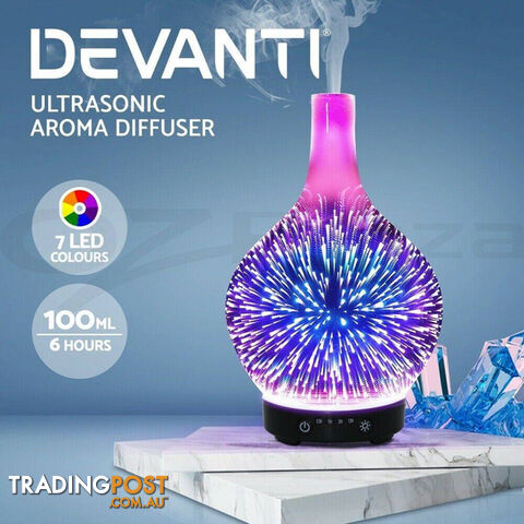 Aroma Diffuser 3D LED Light Oil Firework Air Humidifier 100ml