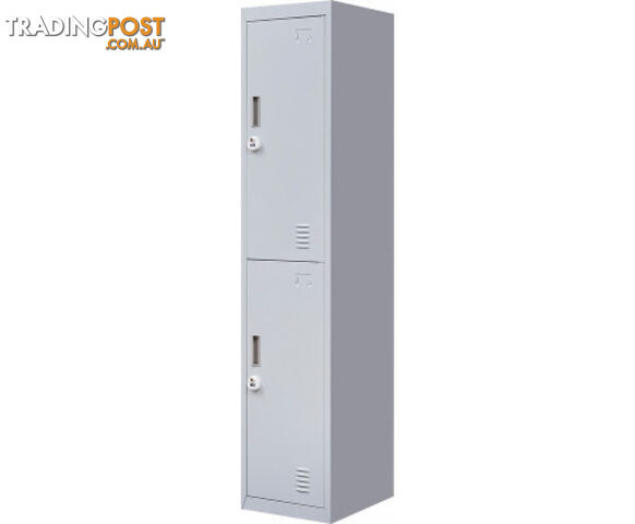 3-Digit Combination Lock 2-Door Vertical Locker for Office Gym Shed School Home Storage Grey