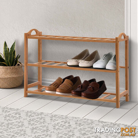 Artiss 3 Tiers Bamboo Shoe Rack Storage Organiser Wooden Shelf Stand Shelves