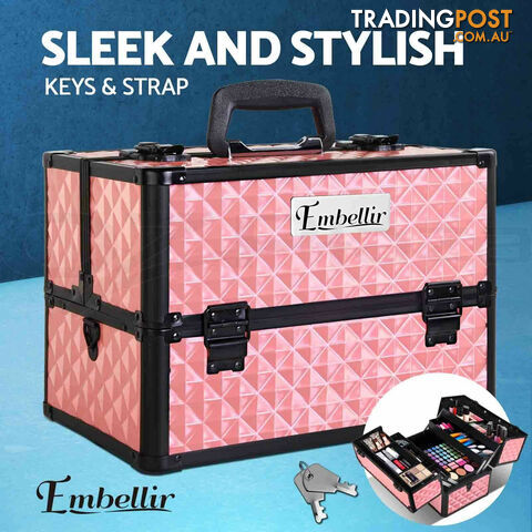 Embellir Portable Cosmetic Beauty Makeup Case - Diamond Pink