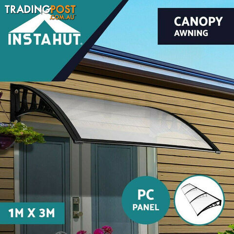 Instahut DIY Window Door Awning Shade 1 x 3m - Transparent