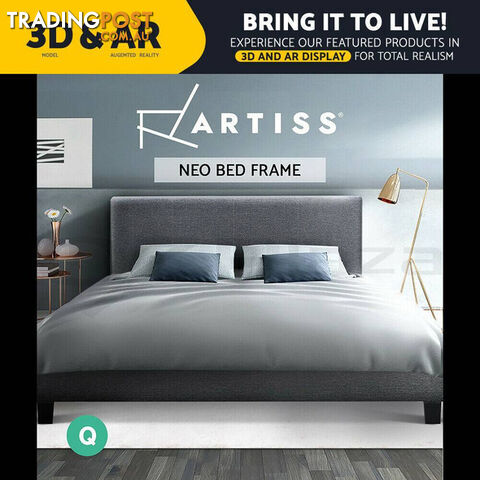 Artiss Neo Bed Frame Fabric - Grey Queen