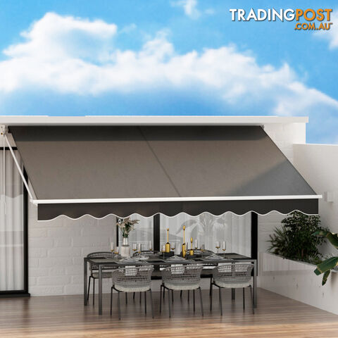 Instahut Retractable Folding Arm Awning Motorised Sunshade 4.5Mx2.5M Grey