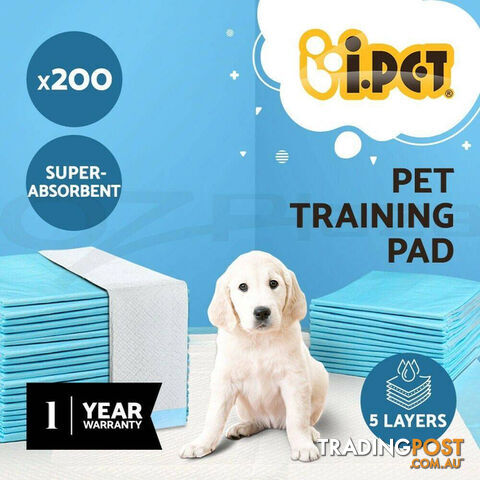 200pcs Puppy Dog Pet Training Pads Cat Toilet 60 x 60cm Super Absorbent Indoor Disposable