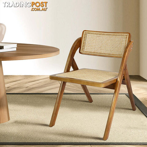 Levede 2X Foldable Rattan Dining Chairs Walnut