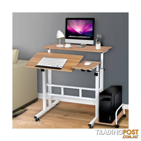 Artiss Twin Laptop Table Desk - Light Wood