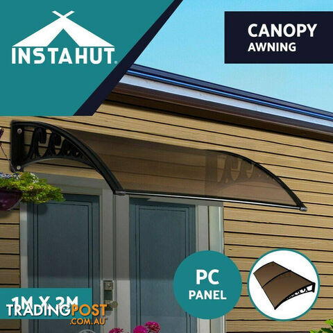 Instahut Window Door Awning Door Canopy Patio UV Sun Shield BROWN 1mx2m DIY