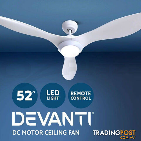 Devanti 52'' Ceiling Fan With Light Remote DC Motor 3 Blades 1300mm