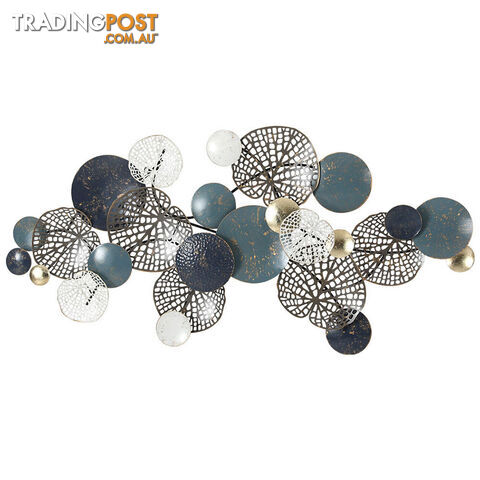 Artiss Metal Wall Art Hanging Sculpture 132cm Home Decor Leaf Circles Blue