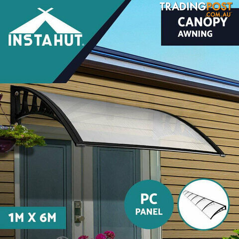 Instahut Window Door Awning Door Canopy Patio UV Sun Shield WHITE 1mx6m DIY