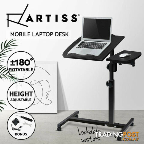 Artiss Laptop Table Desk Adjustable Stand With Fan - Black