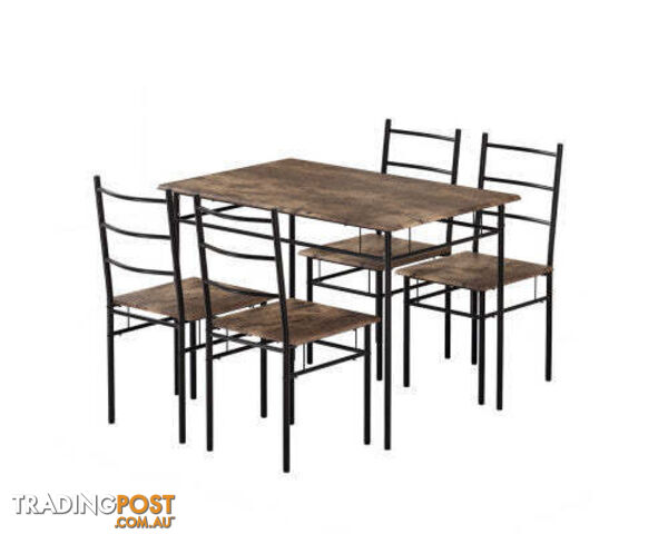 Artiss Dining Table and Chairs Set 5PCS Industrial Wooden Metal Desk Walnut