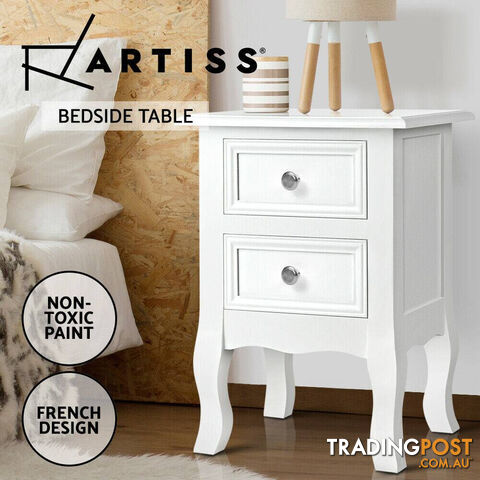 Artiss Bedside Tables Drawers Side Table French Storage Cabinet Nightstand Lamp