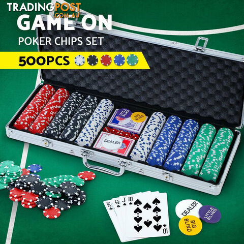 Poker Chip Set 500PC Chips TEXAS HOLD'EM Casino Gambling Dice Cards