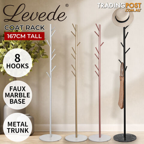 Levede Coat Rack Hat Clothes Stand Hanger Garment Hook Metal Organizer Rose Gold