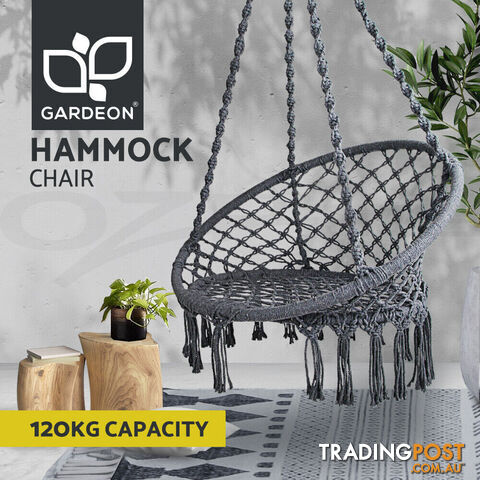 Gardeon Hammock Chair Outdoor Hanging Macrame Cotton Indoor Grey