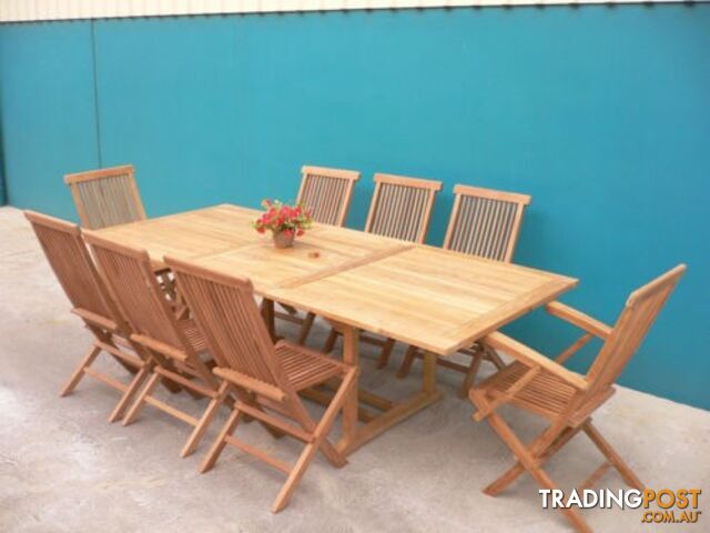 Outdoor Furniture Solid Teak Wood Rectangular Extension Table 2.4m