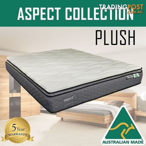 Australian Made Pillow Top Spring Mattress - 10 Years Warranty - King Single Size - ASPECT