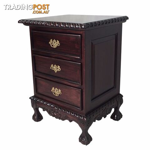 Solid Mahogany Wood 3 drawers Bedside Table