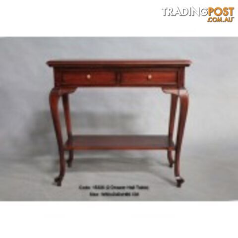 Solid Mahogany Wood Hall Table With 2 Drawers