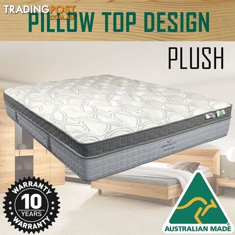 Australian Made Pillow Top Spring Mattress - 10 Years Warranty - King Size -...