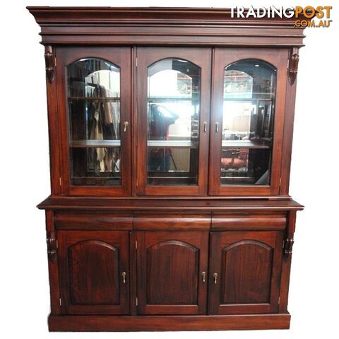 Solid Mahogany 3 Door Display Cabinet /Bookcase