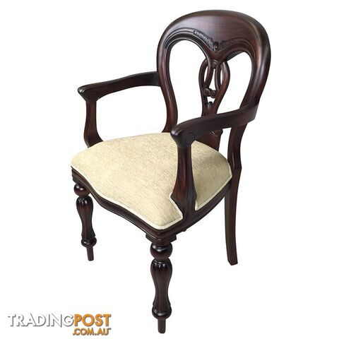 Solid Mahogany Wood Table Set with 2 Fiddle Back Arm Chairs - photo 5 of 13